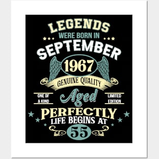 55th Birthday Decoration Legends Were Born In September 1967 55 years old Posters and Art